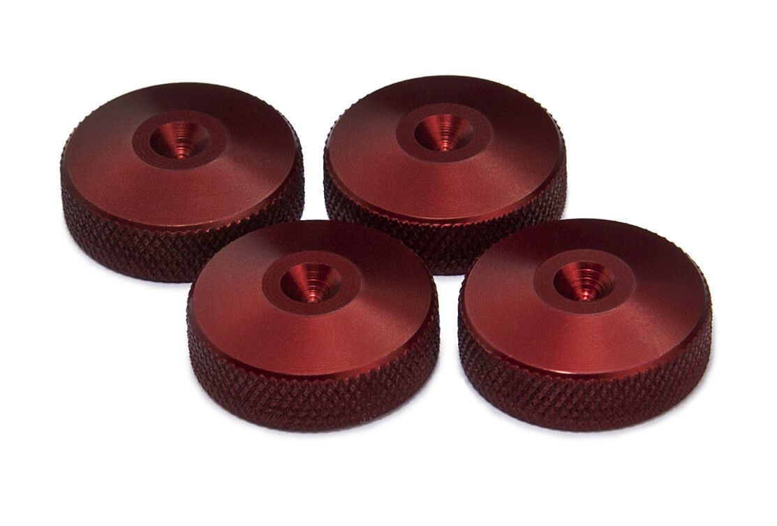 Red Knurled Edges Speaker Pads 20mm dia - Set of 4